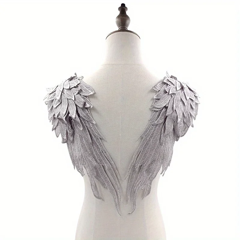Angel Wings Water soluble Lace Embroidered Wings 1Pair Embroidery Flower Collar Patch for Wedding Party Gown Bridal Dress Wings