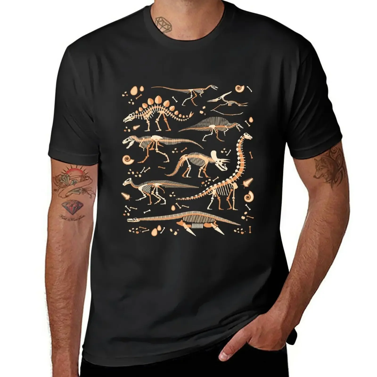 

funny t shirt animal print shirt for boys mens clothes New Dinosaur Skeleton Fossils Paleontologist Gift T-Shirt men clothing