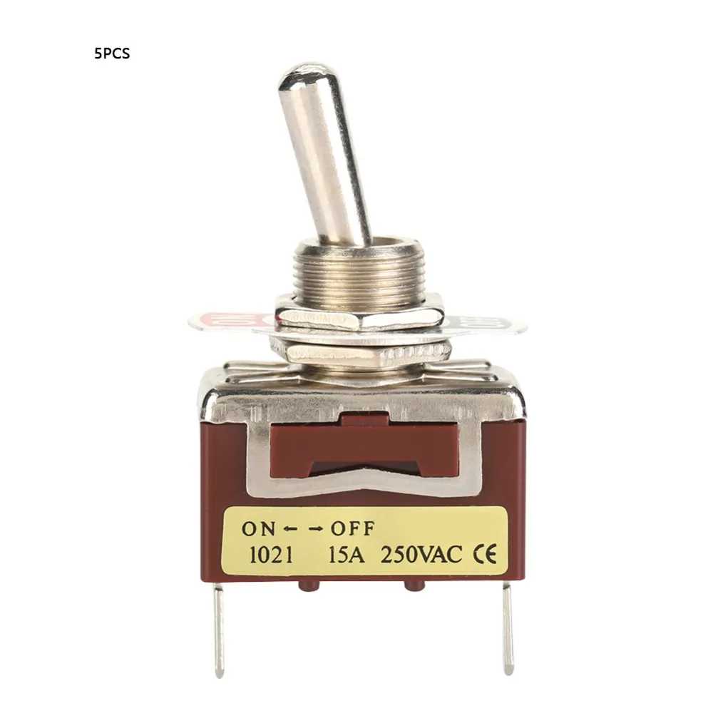 5PCS 6.3 Quick Pins Mini Toggle Switch 15A 250V 12mm Mount Hole Toggle Switch Valve Self-locking Easy Hand Control