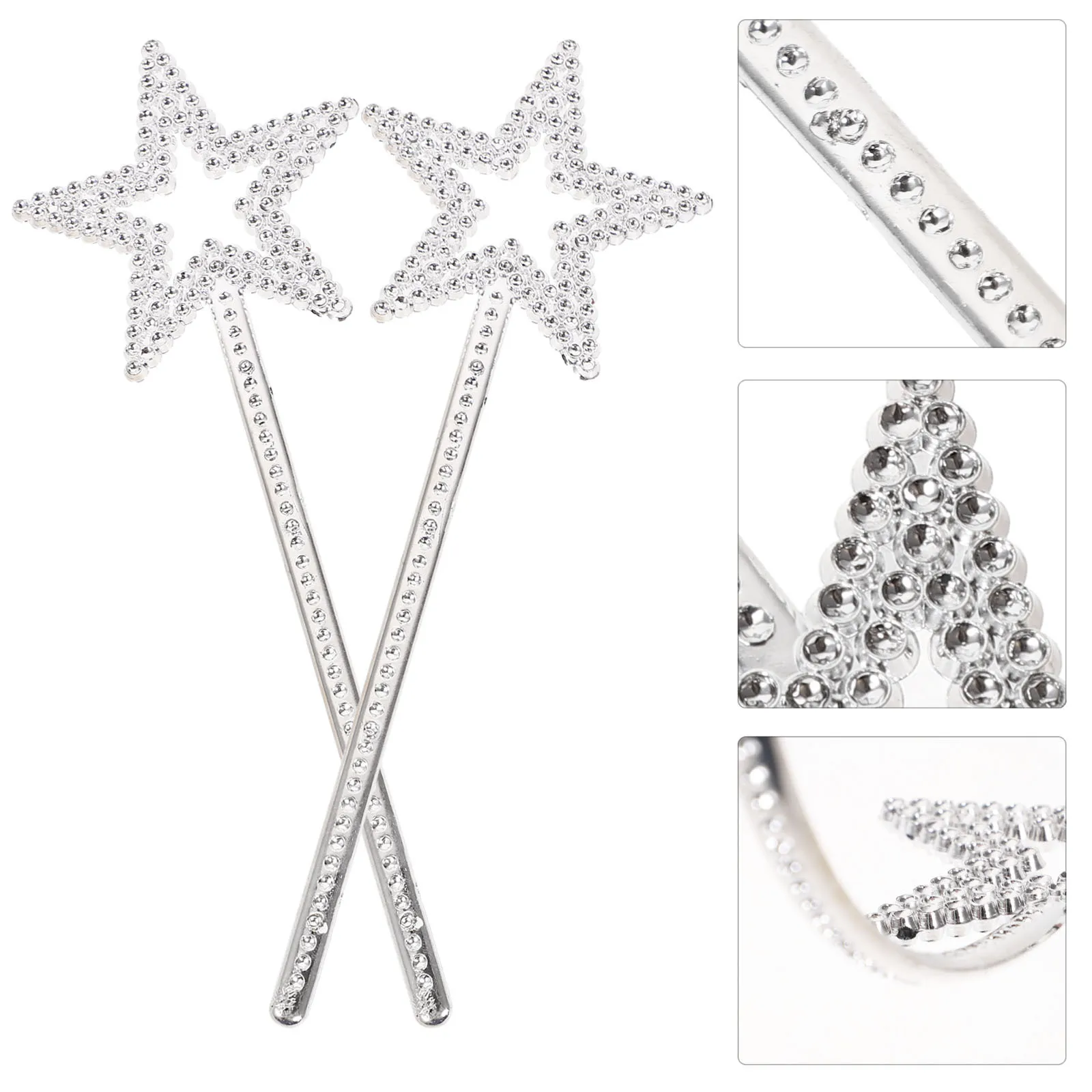 24 szt. różdżek aniołków, plastikowe różdżki gwiazdki z błyszczącymi koralikami, upominki na przyjęcia kostiumowe dla dziewczynek, dekoracje urodzinowe, ślubne, świąteczne, srebrne