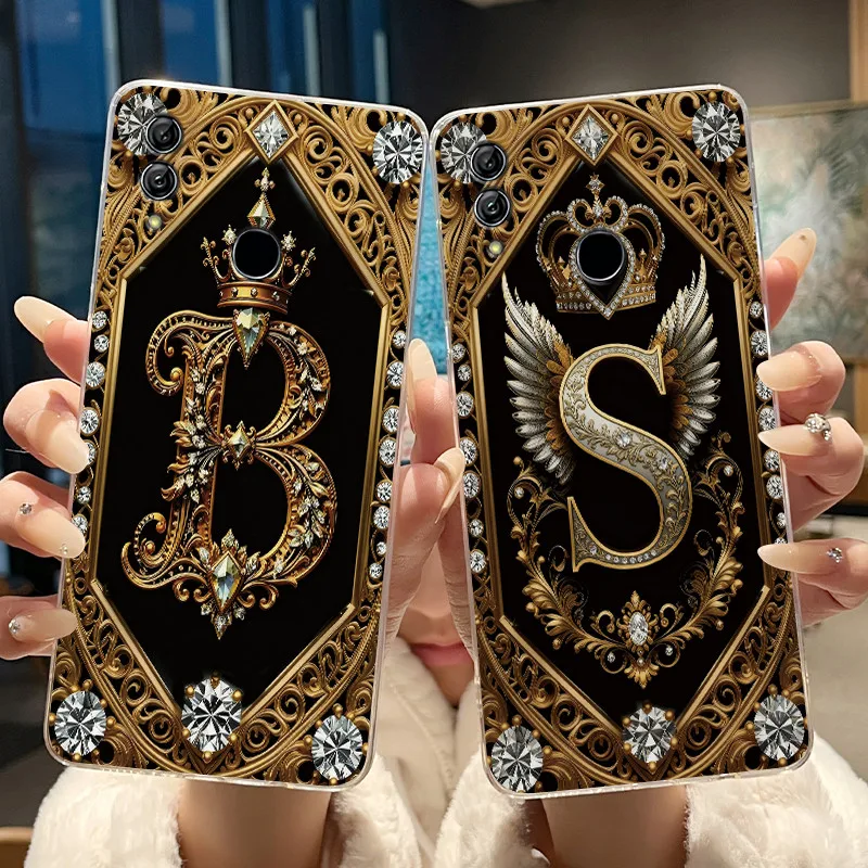 Cover For Huawei P smart 2019 / Honor 10 Lite Fashion Retro Initial Letter Couple Phone Case Transparent Soft Silicone Casing