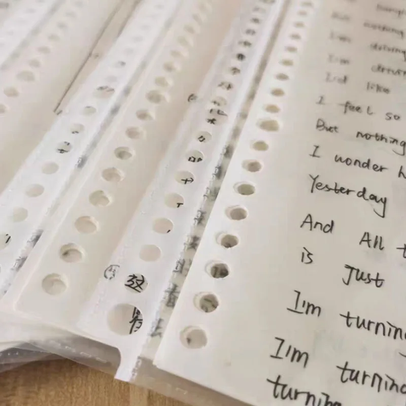 50pcs B5 26Holes Plastic Punched File Folders Documents Sleeves Thin Loose Leaf Sheet Protectors Inner Page Collecting Accessory