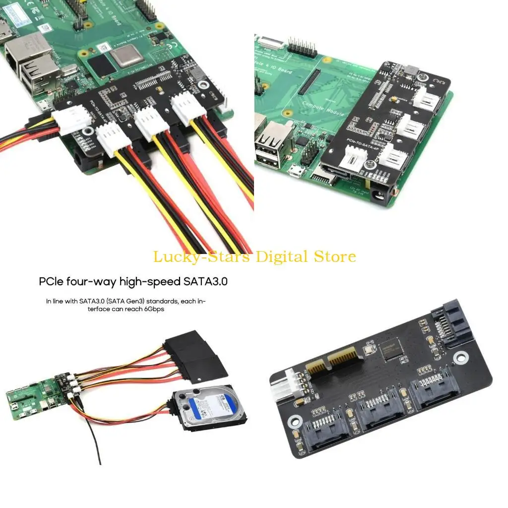 

T3EE PCI-E TO SATA3.0 CARD 4PORT SATA3.0 Контроллер расширения карт интерфейса CM4 Плата расширения для Raspberrypi