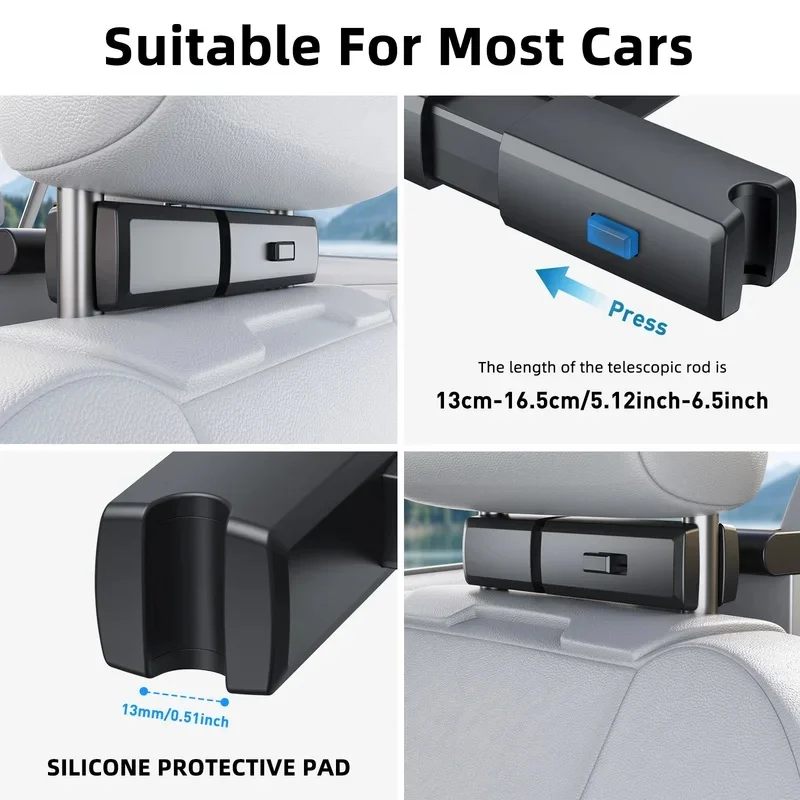 Car Eating Tray – Auto Back Seat Laptop Table with Phone Holder, Adjustable Height Front Passenger Seat Food Tray