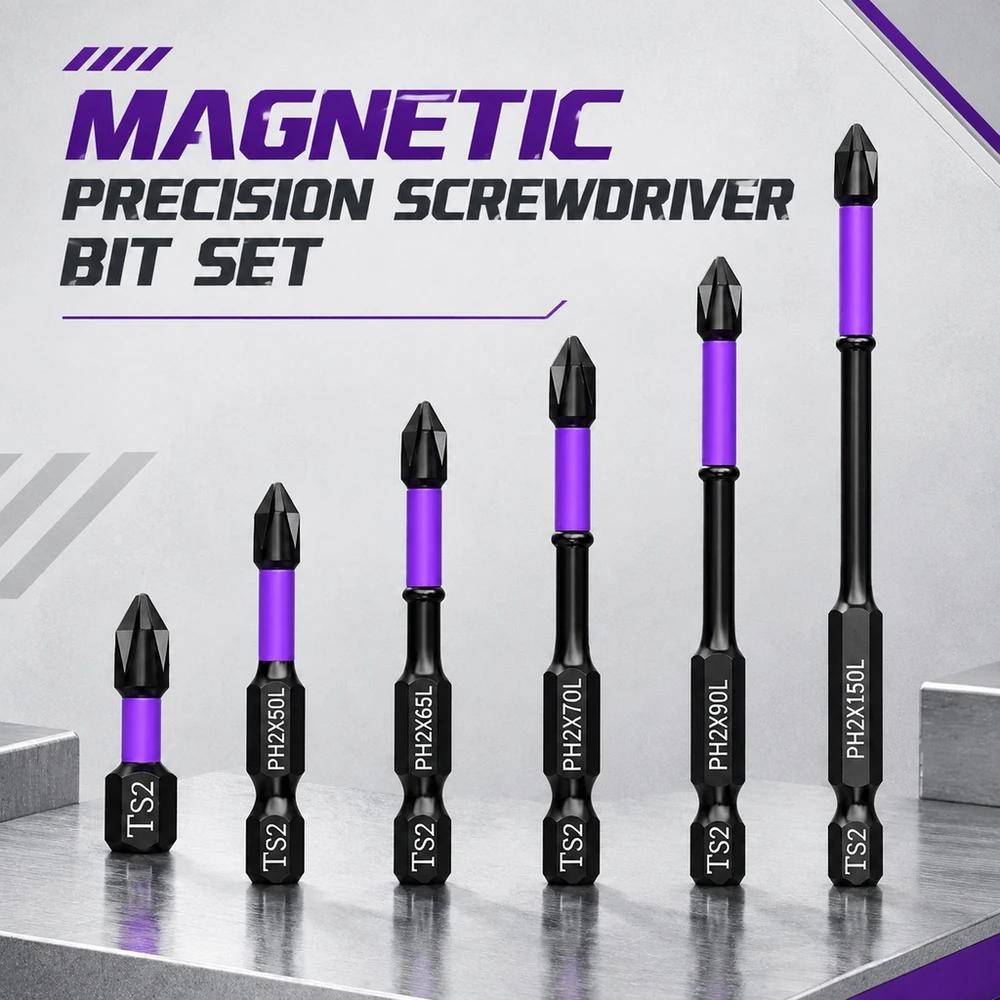 Quick Change Anti Slip Magnetic Screwdriver Bits Set D1 Steel Phillips Head 1/4 Inch for Power Drills Hand Tools