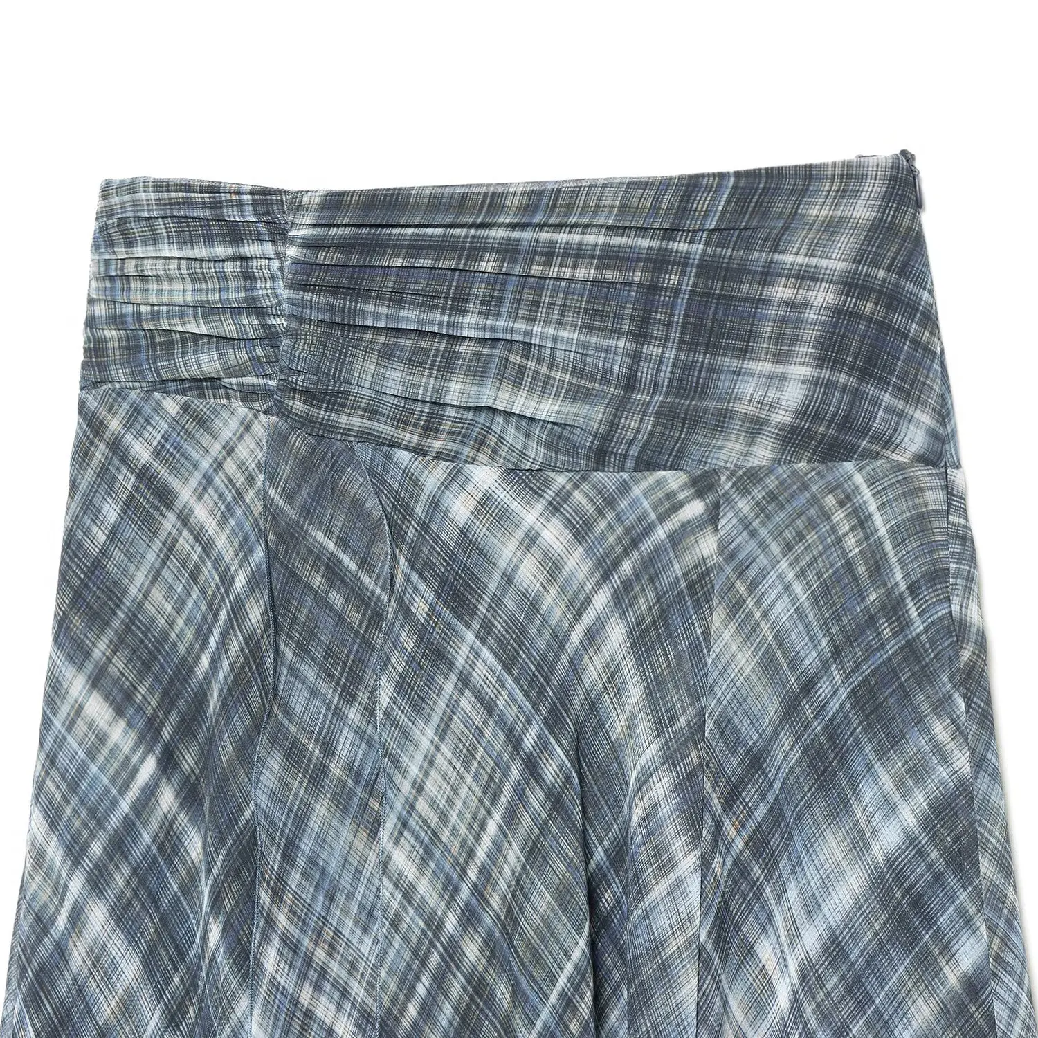 กระโปรงมิดิลายสก็อตแบบอสมมาตรอเนกประสงค์ KASLEAD สำหรับผู้หญิง เอวสูง สไตล์สตรีท ผลิตจากเส้นใยโพลีเอสเตอร์