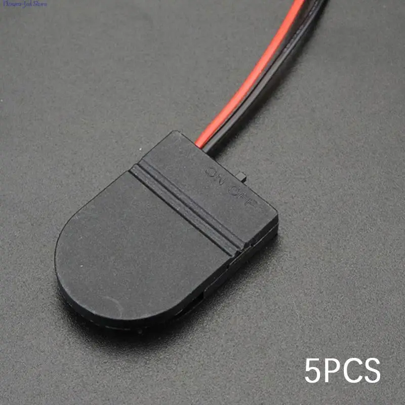 New 5PCS Single Slot CR2032 CR 2032 Button Coin Cell Battery Holder Case Cover With ON-OFF Switch Leads Wire 3V Battery Box image 6