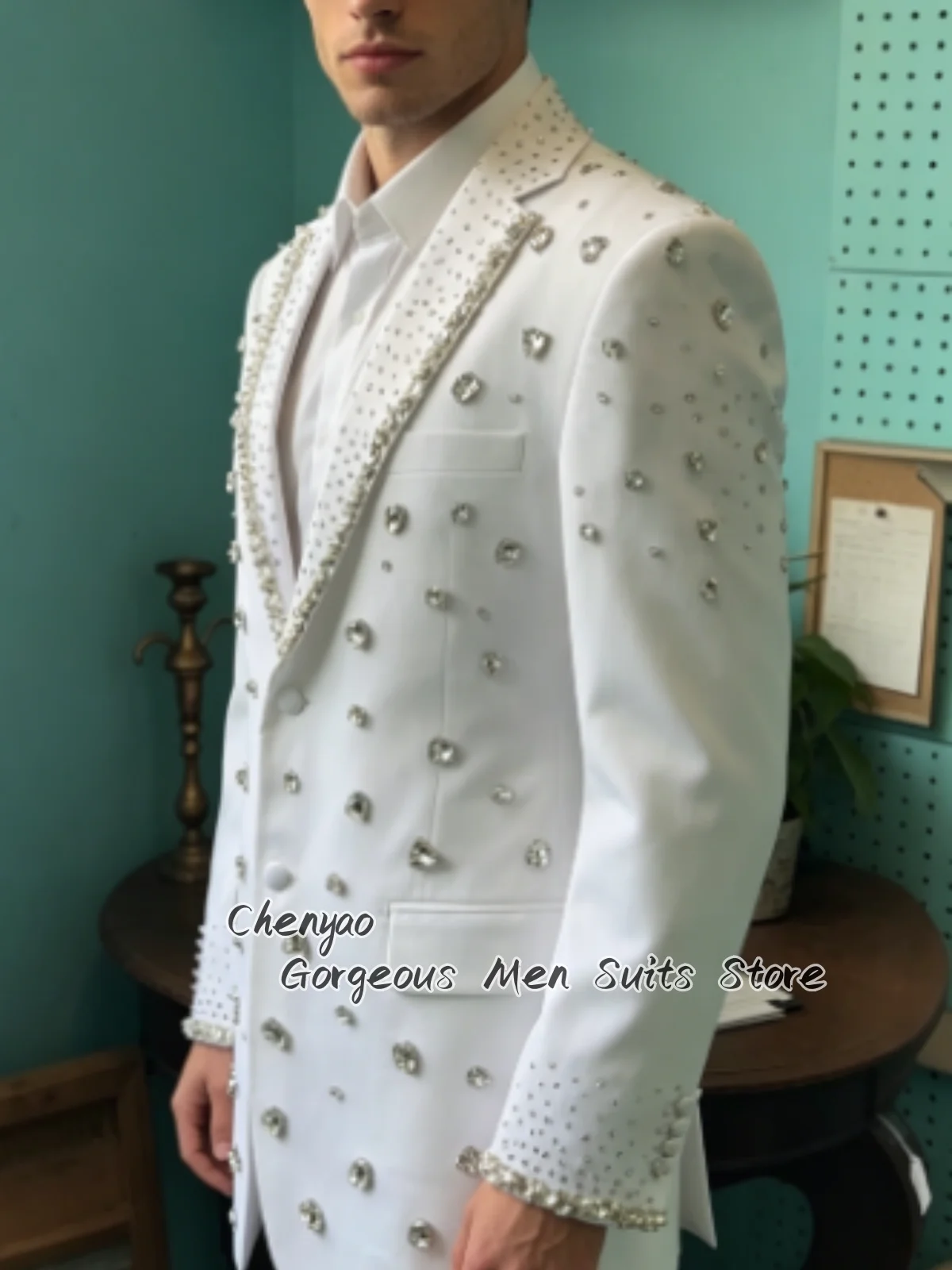 High-end Luxury Rhinestone Orn - Men'S Grooming Jacket review and price