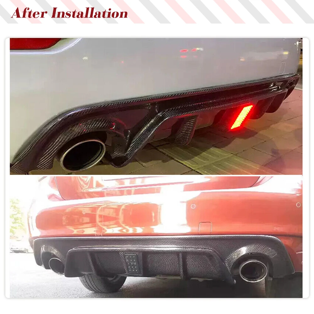 Real Carbon Fiber Car Rear Bumper Diffuser Lip Spoiler Guard for Infiniti Q50 Sedan 2013 - 2017 Rear Diffuser With LED