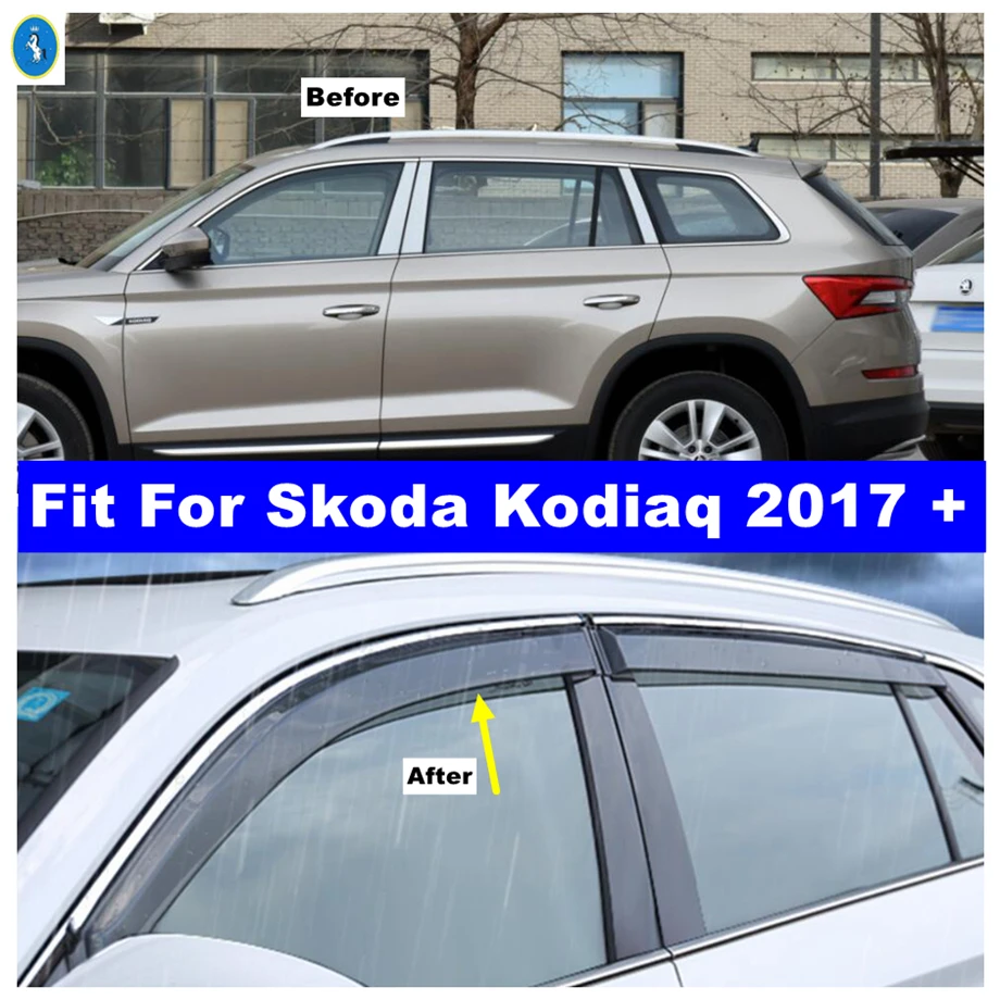 

Side Window Vent Visor Sun Rain Deflector Guard Awning Shelter Adhesive Cover Trim Accessories Fit For Skoda Kodiaq 2017 - 2023