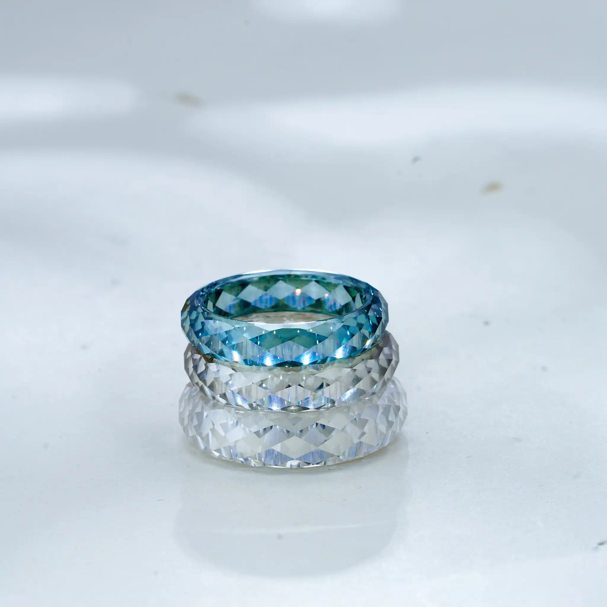 D‑Color VVS1 Multi‑Color Moissanite Band Ring Champagne Blue Green S925 Sterling Silver Pass Diamond Tester Hip‑Hop Couple Fine Jewelry Party Gift For Men Women view 5