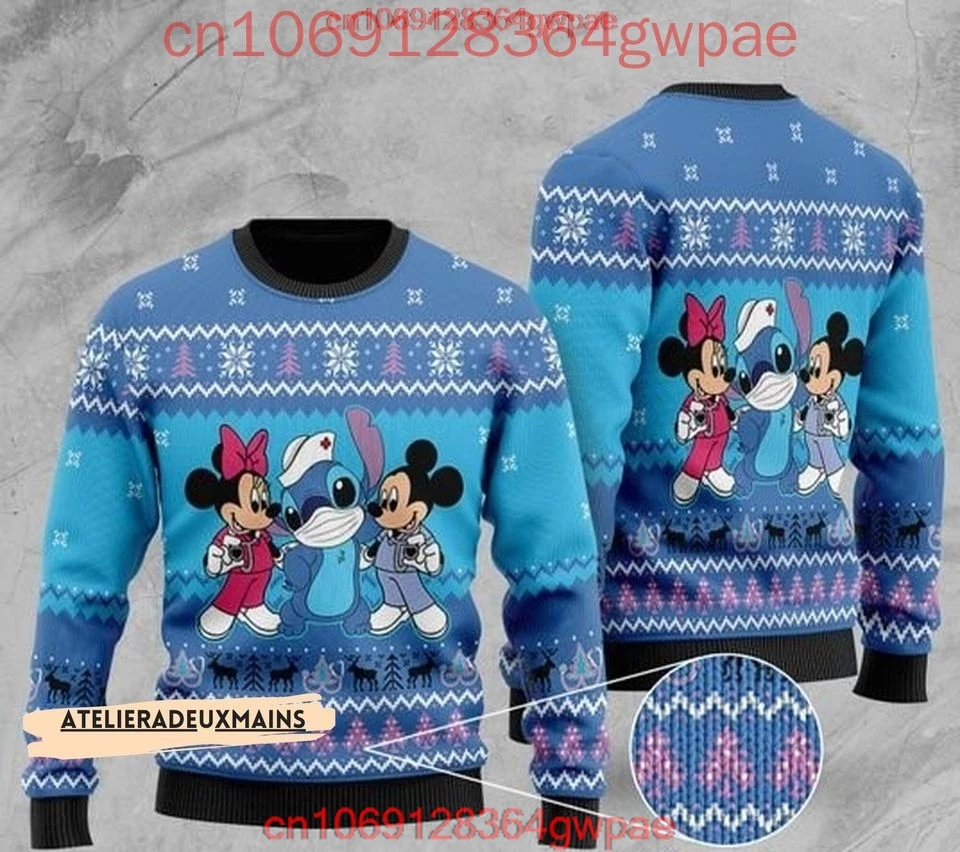 Mickey And Minnie Christmas Ugly Sweater for Men\'s Women\'s Disney Christmas Sweatshirt Mickey Minnie Mouse Xmas Holiday Sweater