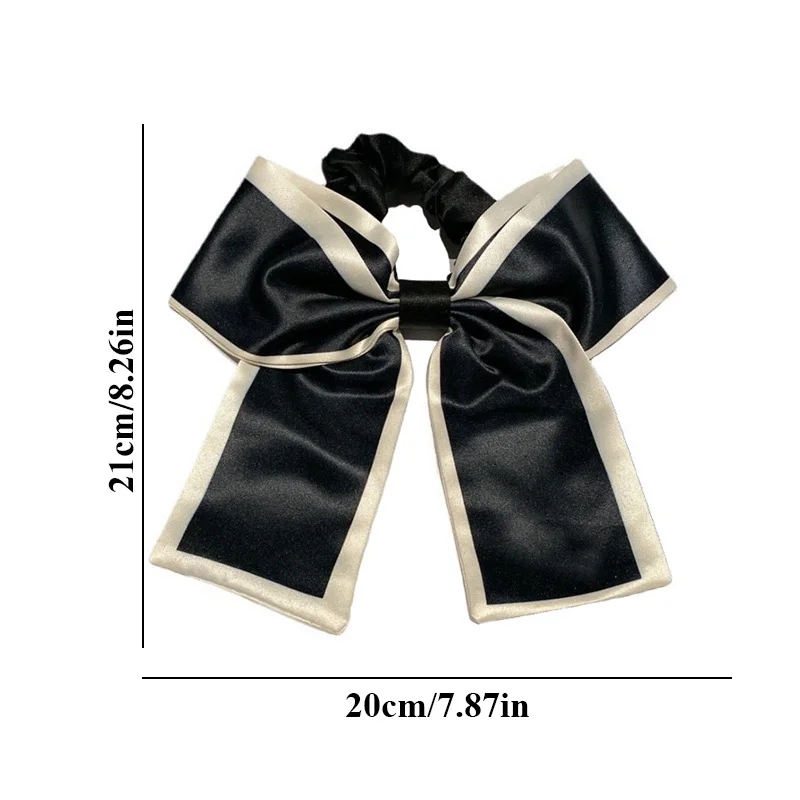 Fashion Bow Hair Ribbon Scrunchie For Women Long Elastic Hair Tie Satin Elastic Bands Hair Band With Bow French Ponytail Holder