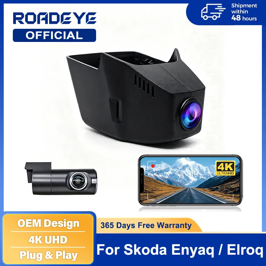Dash Cam 4K UHD Recording Car Camera DVR For Skoda Enyaq 2020-2025 / Elroq 2025 Plug and Play Car DVR 4K 2160P