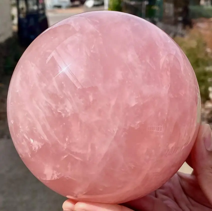 Natural Pink Rose Quartz Crystal Healing Ball Sphere + Stand