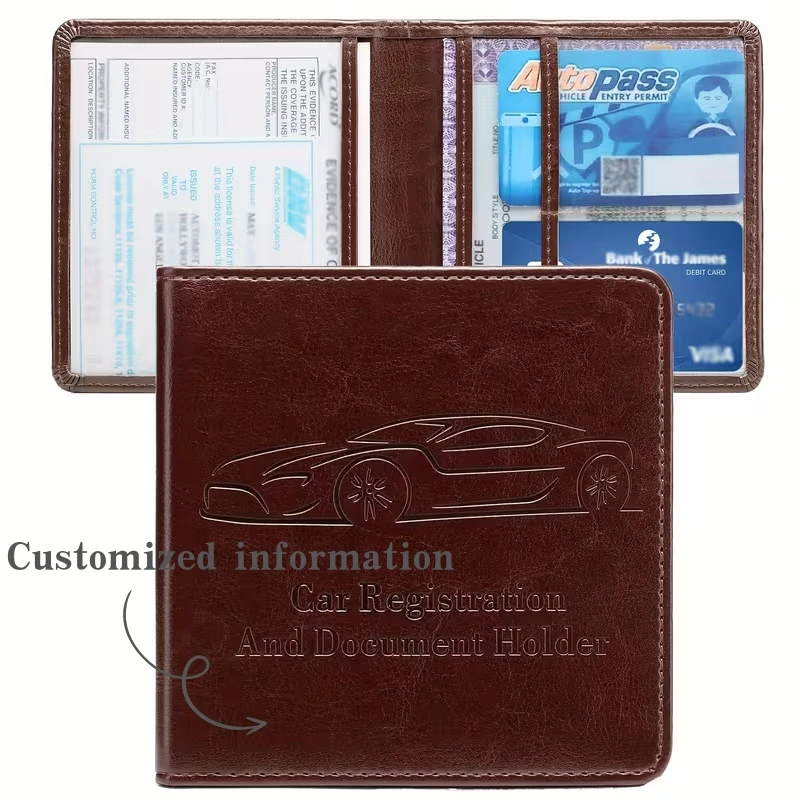 Customized name Car Registration Insurance Wallet Organizer with Multiple Compartments Driver’s License, Vehicle Registration