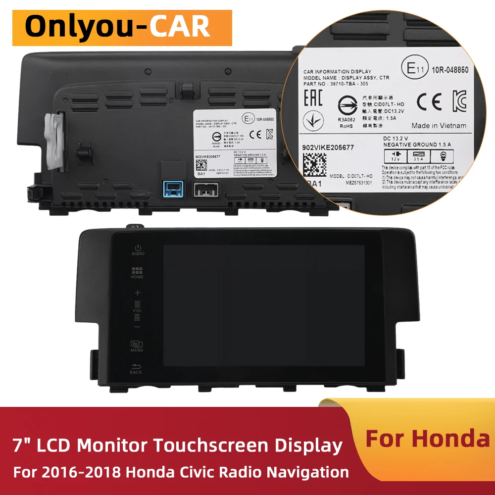 

7 Inch LCD Digitizer Touch Screen For Honda Civic 2016-2018 39710-TBA-A11-A21-305 Car Navigation Radio Display Monitor Parts