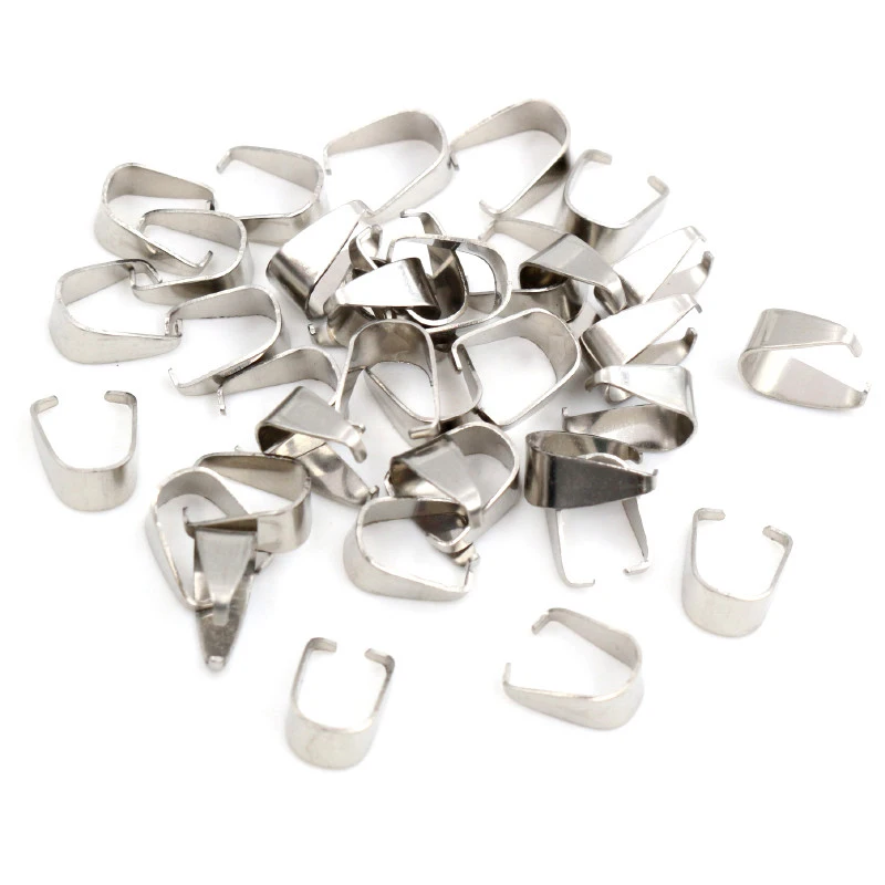 100pcs Stainless Steel Gold Plated Pendant Pinch Bail Clasps Necklace Hooks Clips Connector For Jewelry Making Findings