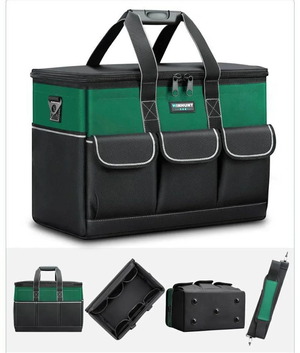 Tool Bag Rectangular Waterproof with Strap Large Capacity Bag Tools Increase 30% Capacity for Electrician Carpentry