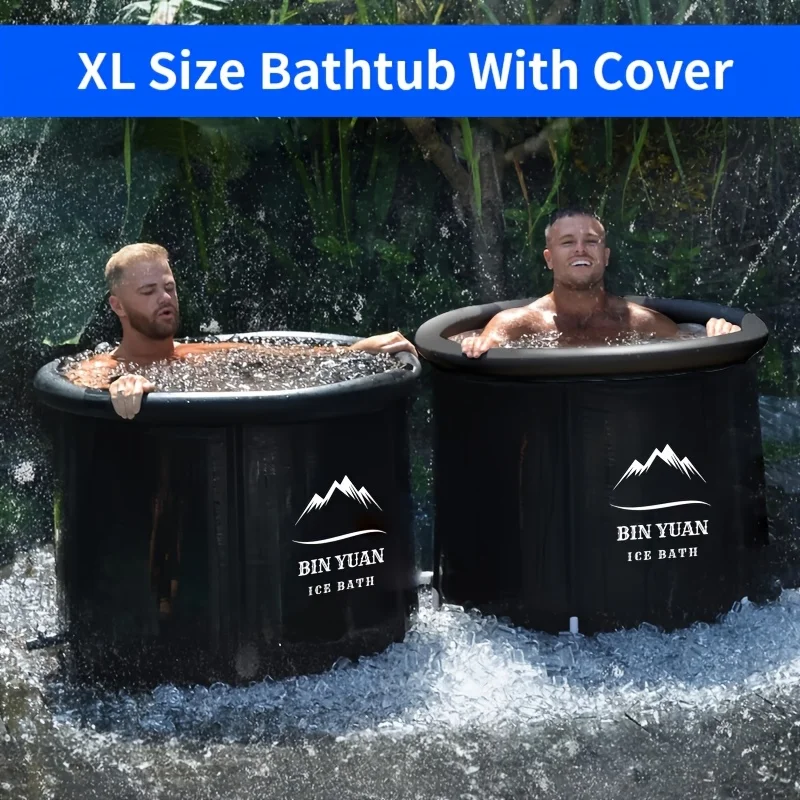 

Large Capacity Portable Folding Bathtub with Lid – Dual-Use Hot & Cold Soak Relax,Inflatable Spa for Athletes & Fitness Recovery