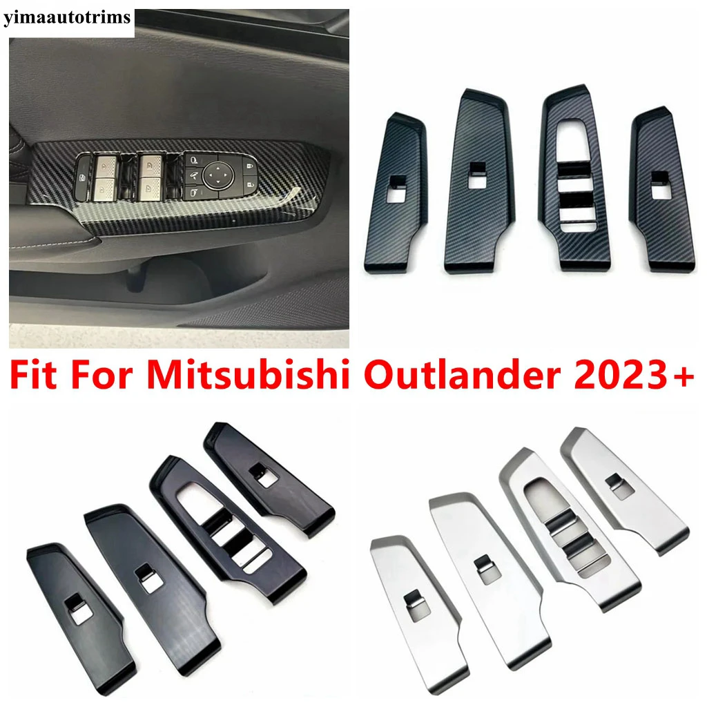 

Car Inner Door Armrest Window Lift Switch Panel Cover Trim For Mitsubishi Outlander 2023 2024 Carbon Fiber Interior Accessories