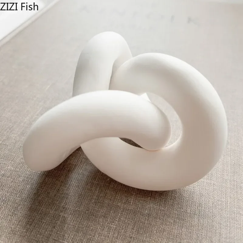 White Knot Sculpture Desktop Resin Ornaments Home Accessories Decoration Handicrafts Displaying Statues Figurines Miniatures
