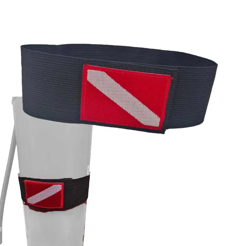 Banda elástica para tanque de buceo con bandera bordada de buceo, correa decorativa para bandera de buceo para cilindro de buceo subacuático