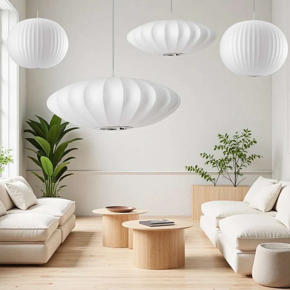 

Modern Silk Pendant Light Wabi-sabi Chandelier Living Room Restaurant Ceiling Hanging Lamp Indoor Light Fixtures for Home Decor