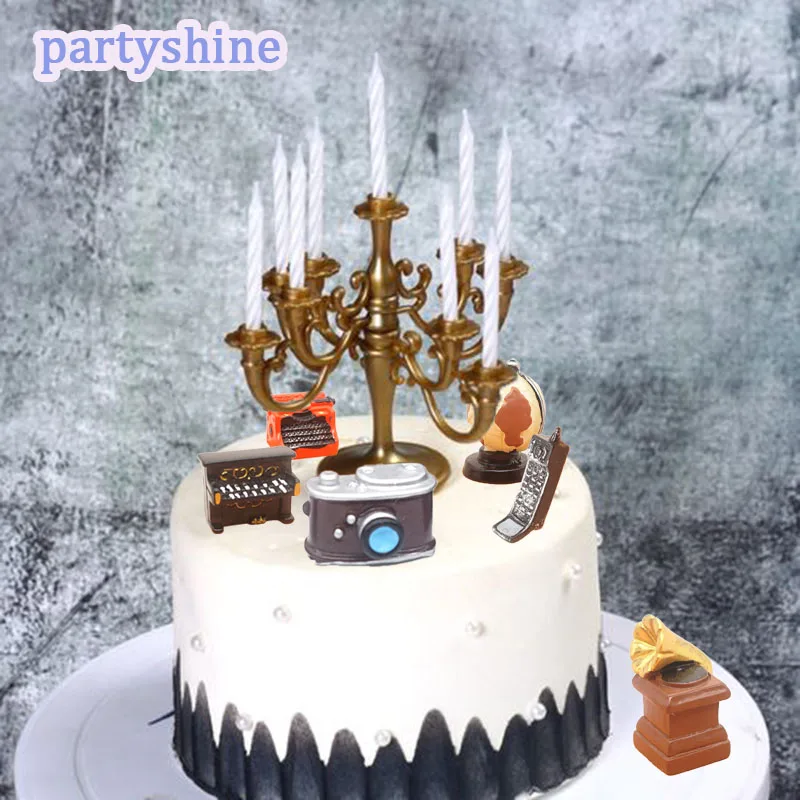 Retro Cake Decorating Gramophone Camera Cake Topper For 80's 90's Nostalgic Themed Party Decorations Birthday Party Supplies