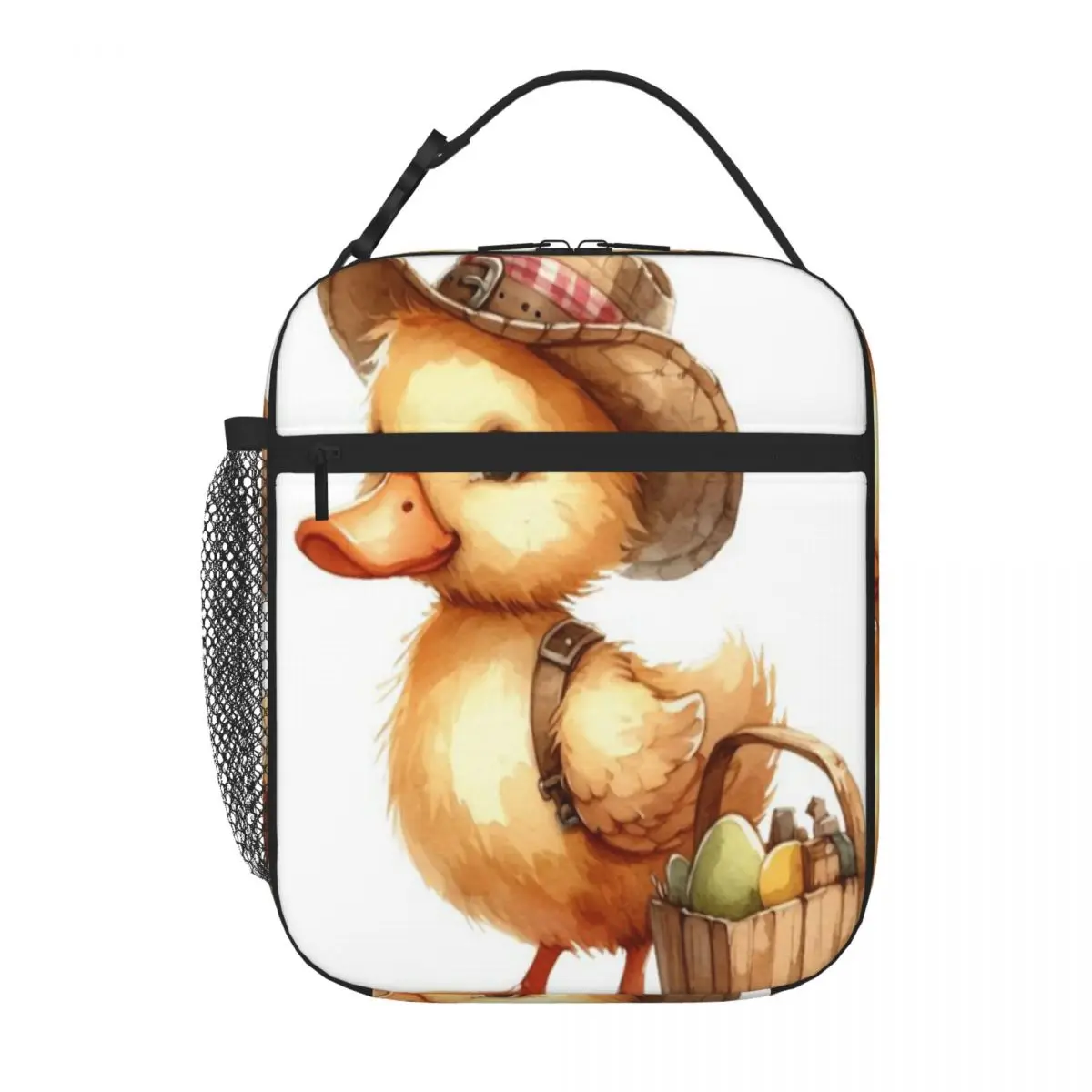 Bestselling Cute Baby Duckling Whimsical Illustration With Basket Modern Lunch Bag Workday Snack School Lunch Bag