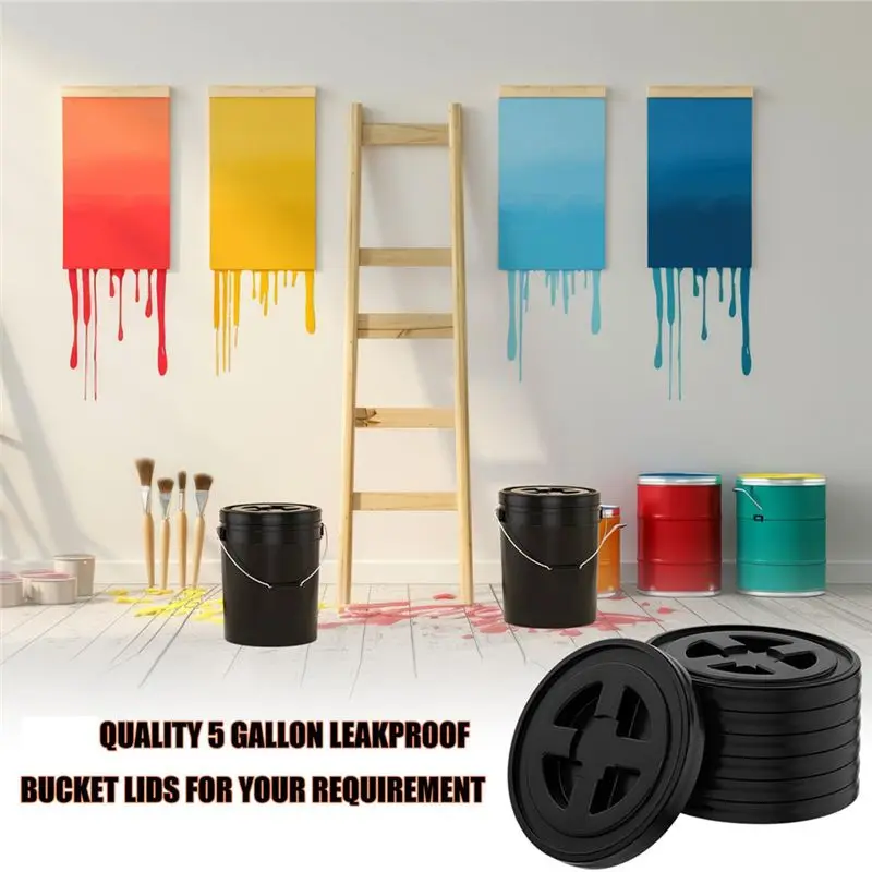 Leak-Proof 12Inch Plastic Seal Screw Top Airtight Lids(4 Pieces), 5 Gallon Bucket Replacement Drum& Pail Seal Lid