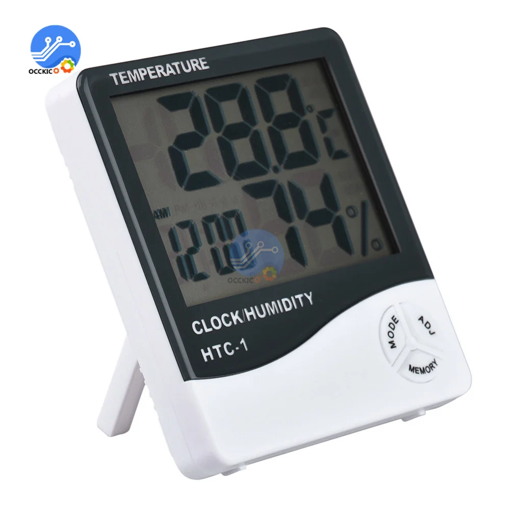 HTC-1 Indoor Kamer Lcd Digitale Elektronische Thermometer Hygrometer Meten Temperatuur-vochtigheidsmeter Wekker Weerstation
