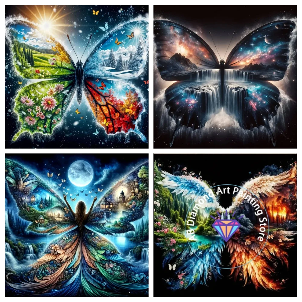 

Butterfly Animal Landscape AB Diamond Painting Kit Square Round Diamond 5D DIY Mosaic Handmade Art Exquisite Gift Home Decor