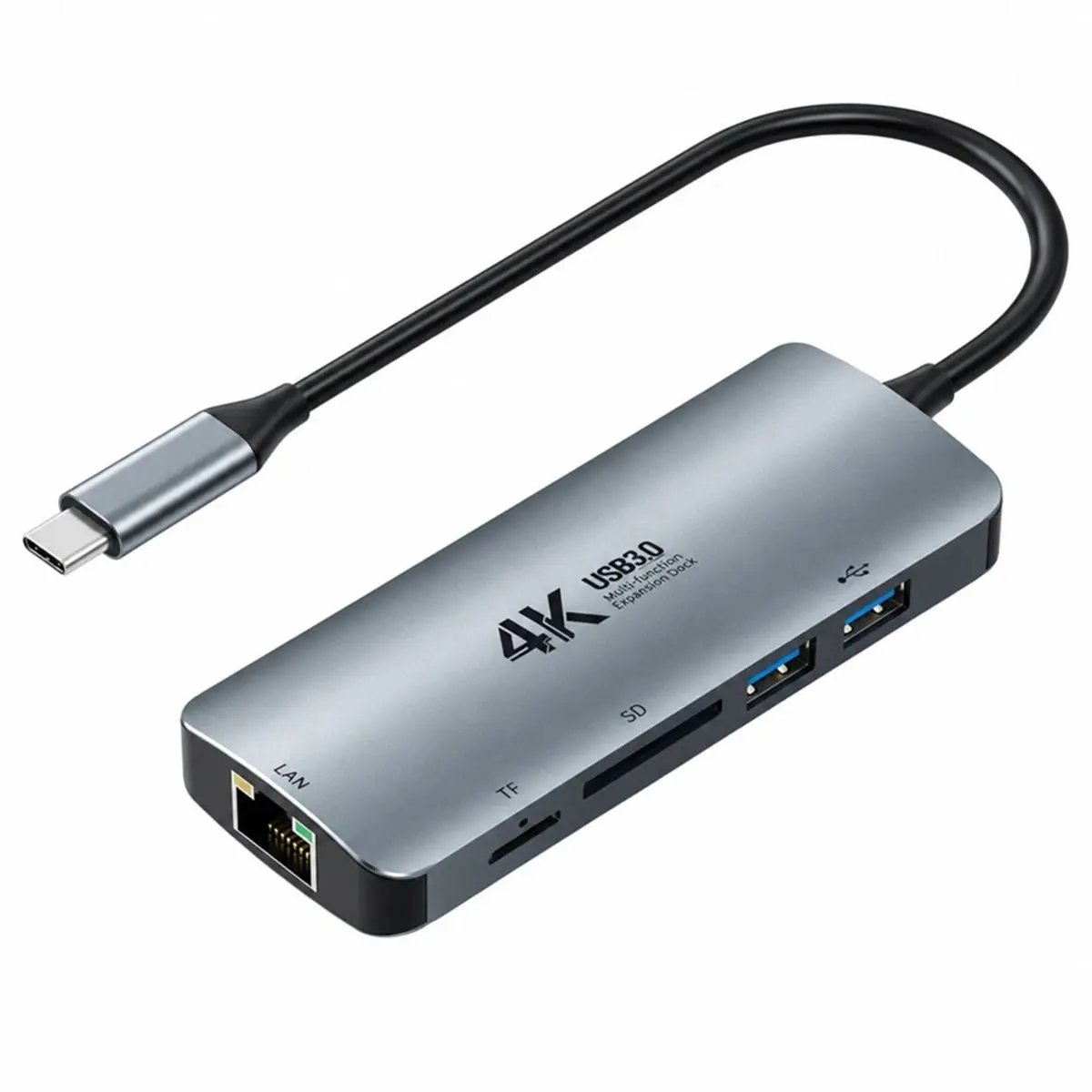 TYPE-C Docking Station, USB-C to USB 3.0 Four-Port 4K Screen Projection, 100Mbps Ethernet, PD Fast Charging