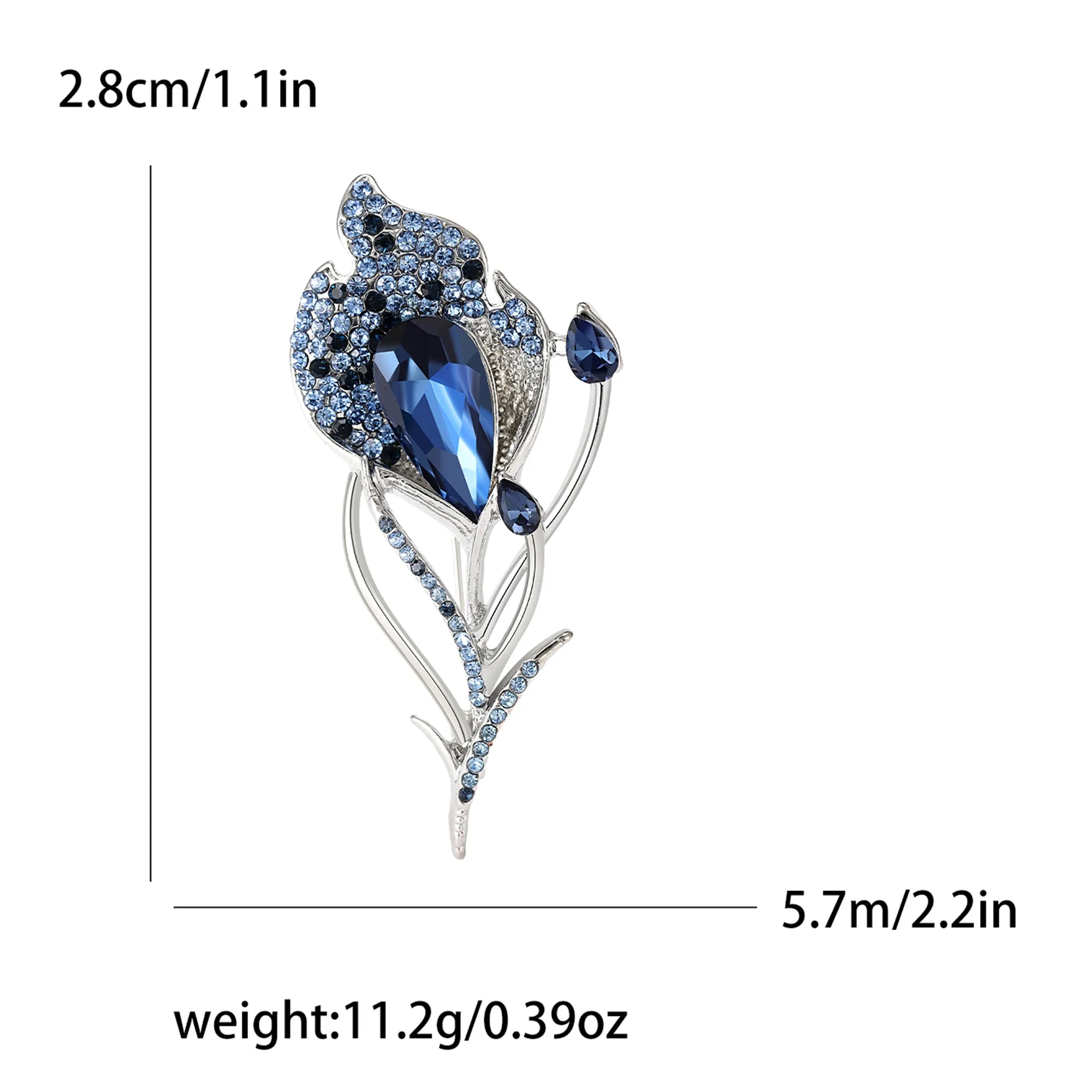 Rhinestone Tulip Brooches for Women Unisex Flower Pins Event Party Backpack Decoration Clothes Accessories