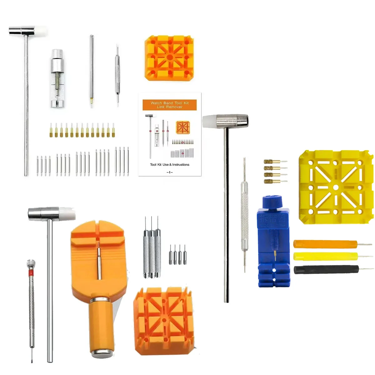 1 Set Uhrenreparaturwerkzeug, Uhrenverbindungsband, Schlitzband, Armband, Kettenstift-Entferner, Einsteller-Werkzeugsatz für professionelle Uhrmacher-Werkzeuge