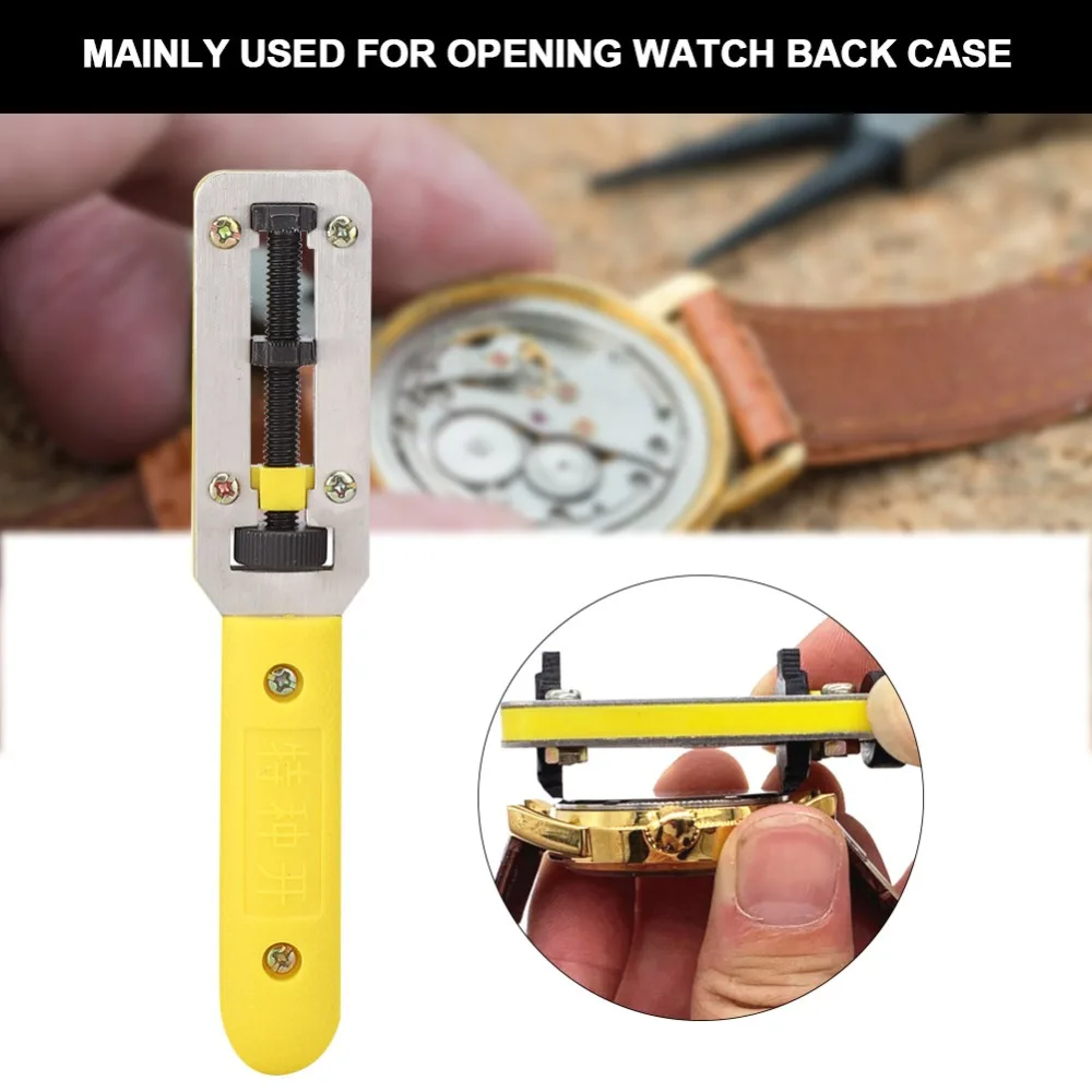 Easy To Use Steel Watch Back Opener Yellow Length 14.5cm Watch Case Opener Watch Back Cover Opener For Watchmakers