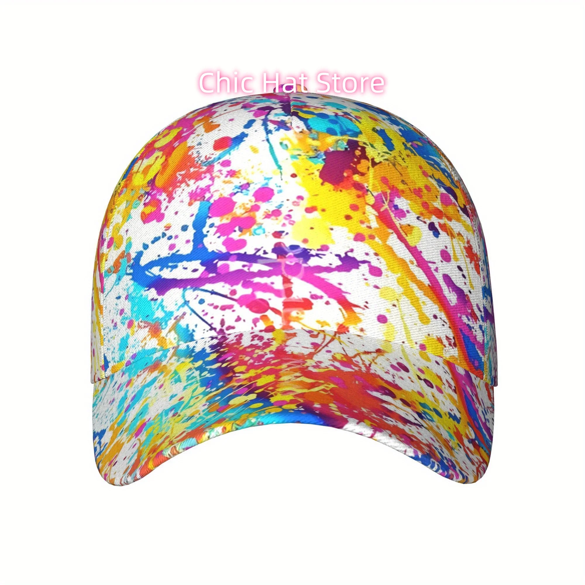 1pc of a Baseball Cap Featuring Ink Splashes, Suitable for Both Genders - a Lightweight And Adjustable Sun Hat with a Broad Brim