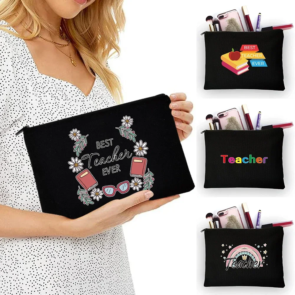 Teacher Pattern Makeup Bag Pouch Travel Outdoor Women Cosmetic Bag Portable Toiletries Organizer Lady Make Up Case Pencil Cases