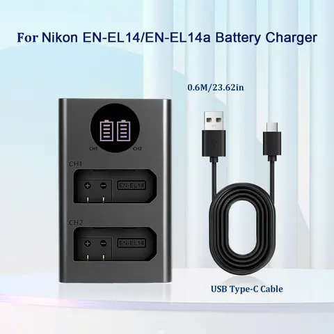 USB Dual Charger MH-24 for Nikon EN-EL14 EN-EL14a Battery D3500 D5600 D3400 D5300 DF D3100 D3200 D3300 D5100 D5200 P7700 P7000
