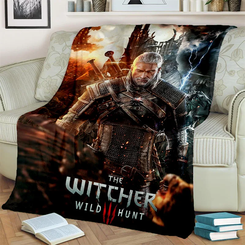 W-Witcher 게이머 만화 담요, 부드러운 던지기 담요, 가정 침실 침대 소파, 피크닉 여행 사무실 커버 담요, 어린이 3D 게임