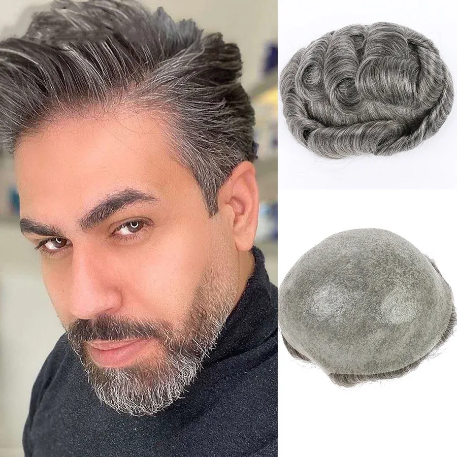 Men Wig Human Hair Toupee 0.03mm Thin Skin Base Pu Male Wig Prosthesis Men Toupee Hair Replacement System Natural Hairline