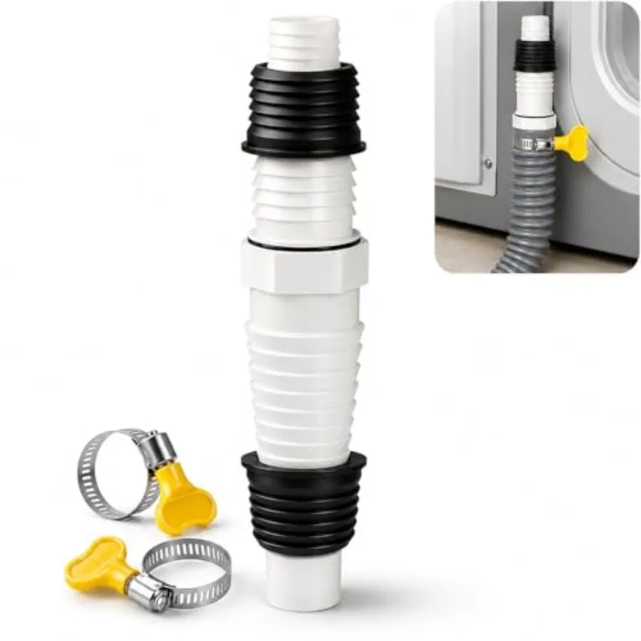 

Universal Drain Pipe Connector, Washing Machine Drain Hose Extension Fitting, with Sealing Rings Clamps, Anti-Leak Anti-Odor Si
