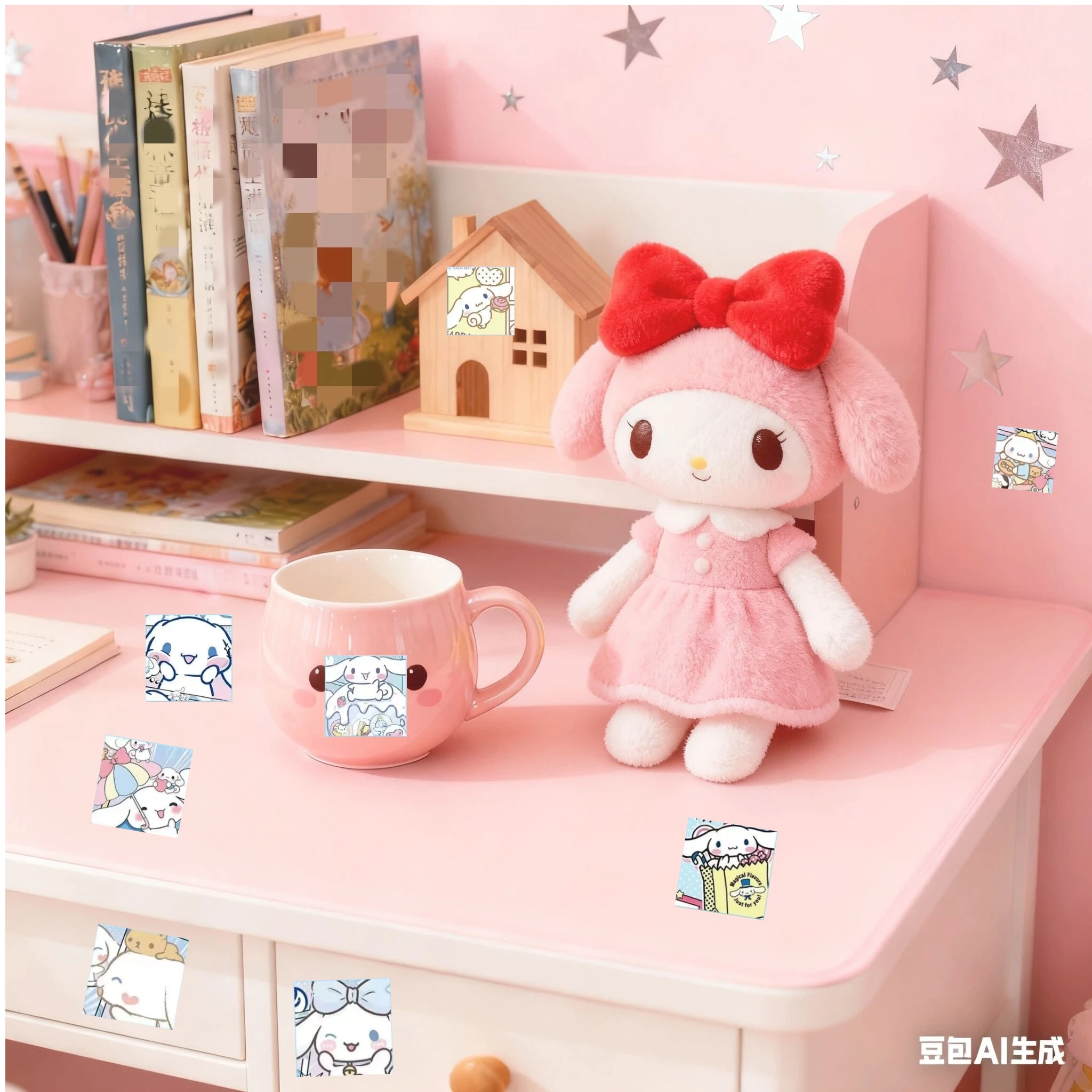 488 قطعة من ملصقات نمط سينامورول، أنماط الجرو والنجوم اللطيفة، رائعة لفن الكمبيوتر المحمول، أكواب DIY ومغلفات، بدون بقايا