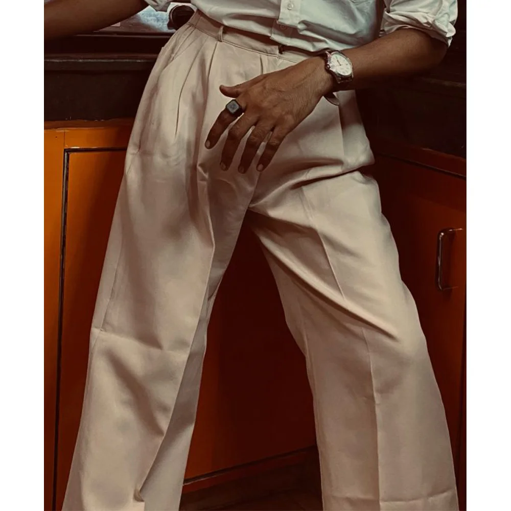 

Mens Plain Color Suit Pants Loose Straight Leg Pleated Casual Fashion Comfortable Breathable Business Casual Office Wear Trouser