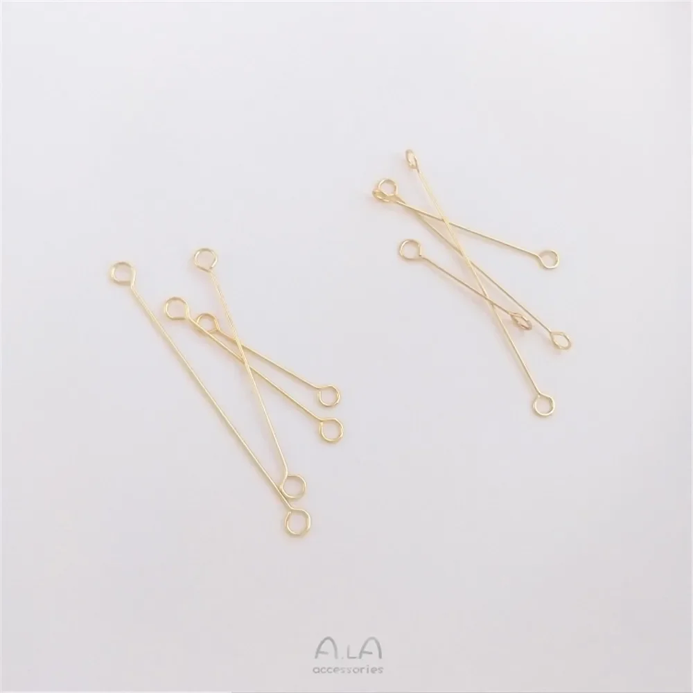 14K gold covered double head 9 word pin extremely fine horizontal ring vertical ring connecting rod ornament accessories