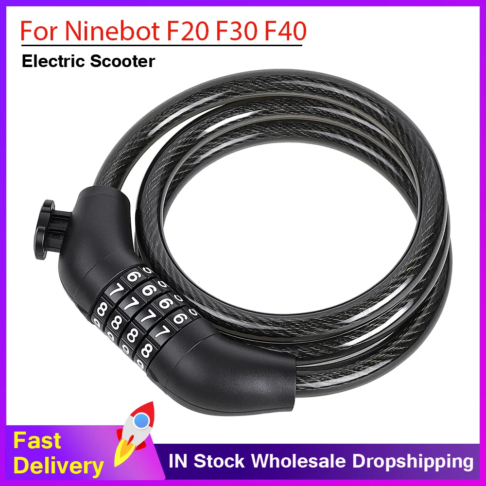 Candado Antirrobo para Patinete Eléctrico, Candado de Cable con Contraseña de 4 Dígitos para Ninebot F20 F30 F40, para Zero 8X 10X 11X, para Dualtron 1 2