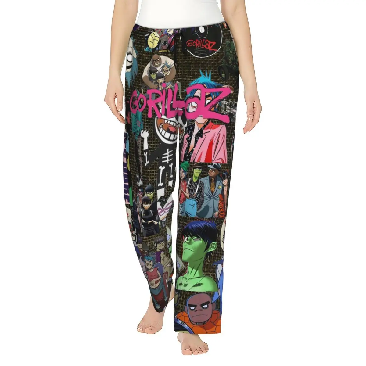 

Custom Music Band Gorillaz Women Pajama Pants Lounge Sleep Sleepwear Bottoms with Pockets