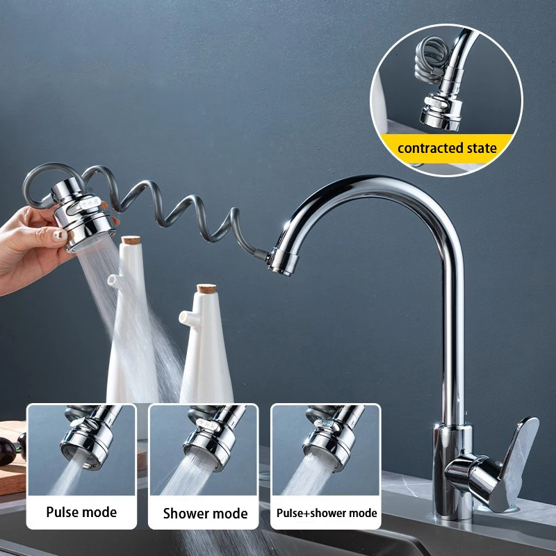 

New 3 Modes Sink Faucet 360 Degree Rotation Filter Extension Tube Shower Water Saving Tap Universal Kitchen Gadgets Accessories
