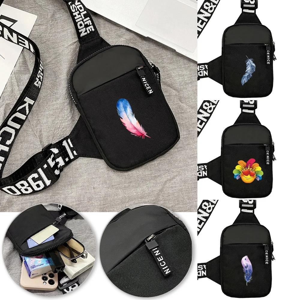 Men Chest Pack Sling Crossbody Bag Travel Hiking Multi-functional Men Sports Chest Bag Large Capacity Feather Series